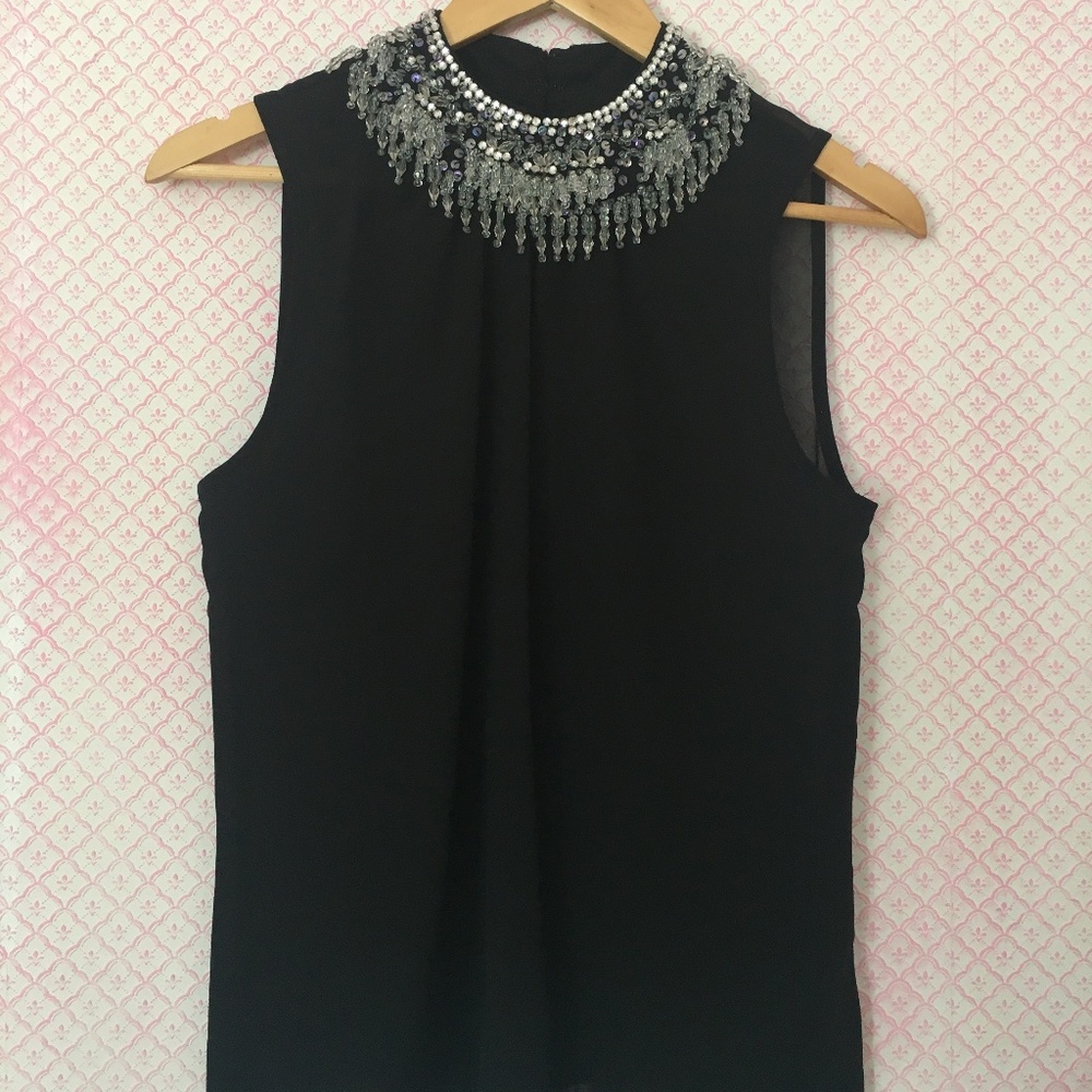 BEADED NECK BLOUSE